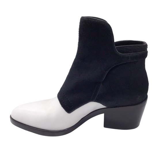 ALEXANDER WANG WHITE / BLACK LEATHER AND CALF HAIR BOOTS - Picture 3 of 7
